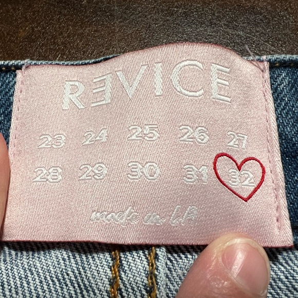 Revice High Rise Relaxed Denim Shorts Size 32 Patch Novelty Retro 60s USA NWT - Picture 5 of 8